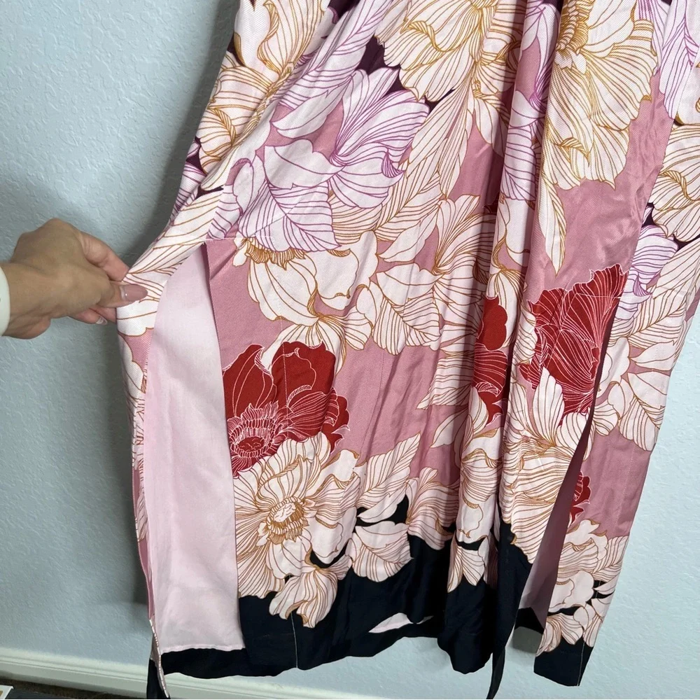 Anthropologie Maeve Maxi Dress Women’s XL Floral Twist Back Orange Slit Sides Q - Picture 7 of 11